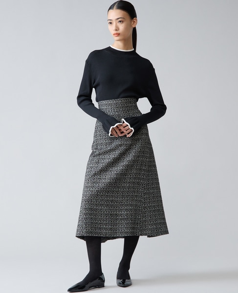 セミフレアスカート 詳細画像 オフホワイト×ブラック 4
