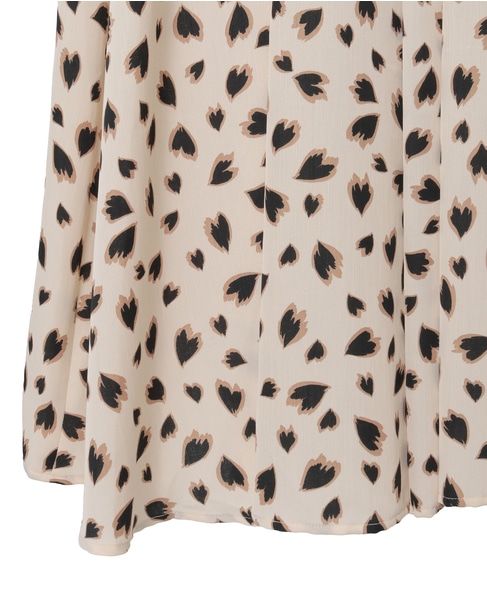 レオパードプリントギャザーフレアスカート 詳細画像 アイボリー 9