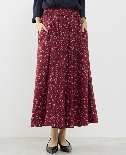 レオパードプリントギャザーフレアスカート 詳細画像 ボルドー 1