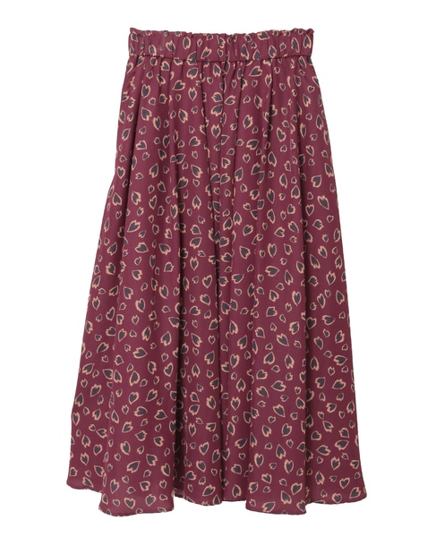 レオパードプリントギャザーフレアスカート 詳細画像 ボルドー 7