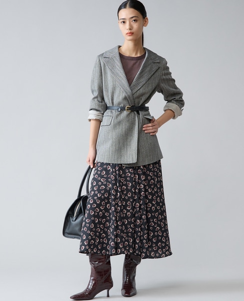 レオパードプリントギャザーフレアスカート 詳細画像 ブラック 3