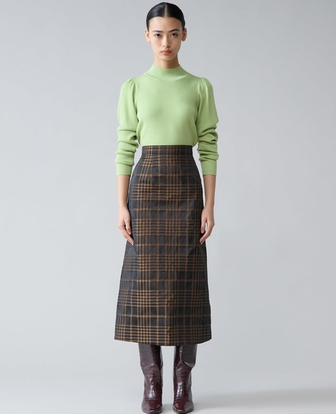 メモリータフタチェックスカート 詳細画像 ブラウン 2