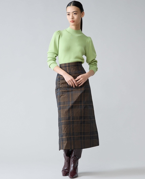 メモリータフタチェックスカート 詳細画像 ブラウン 3