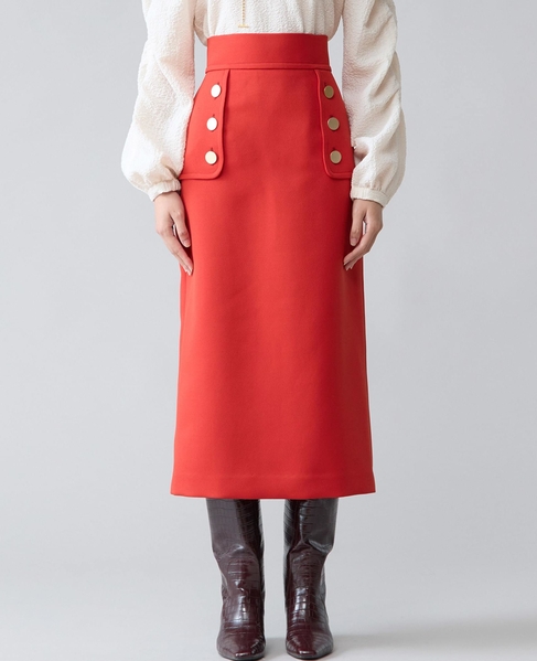ヨークボタンスカート 詳細画像 レッド 1