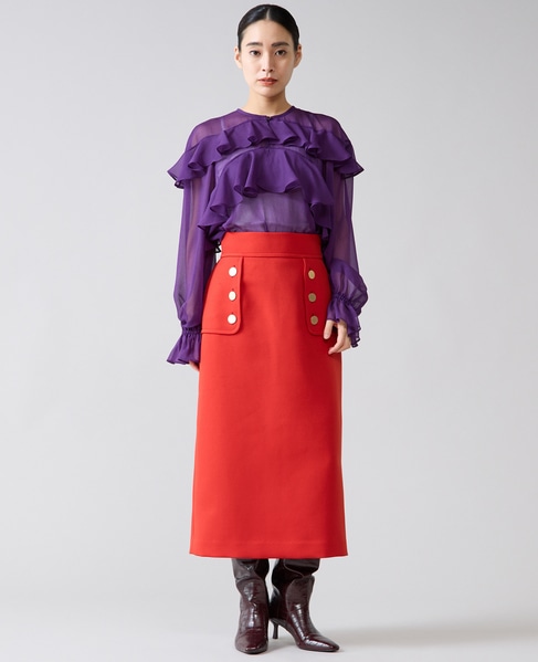 ヨークボタンスカート 詳細画像 レッド 12