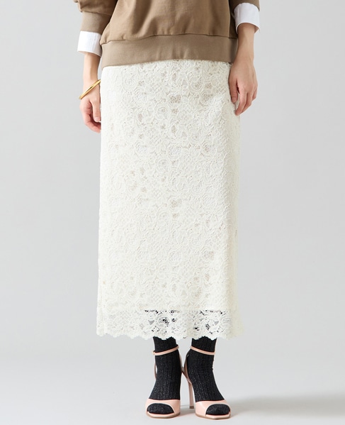 Iラインレースタイトスカート 詳細画像 アイボリー 1