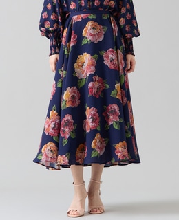 オールドローズプリントサイドタックサーキュラースカート