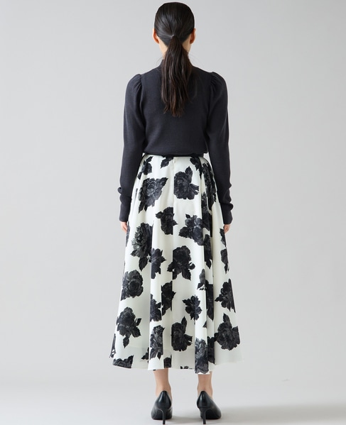 オールドローズプリントサイドタックサーキュラースカート 詳細画像 オフホワイト 5