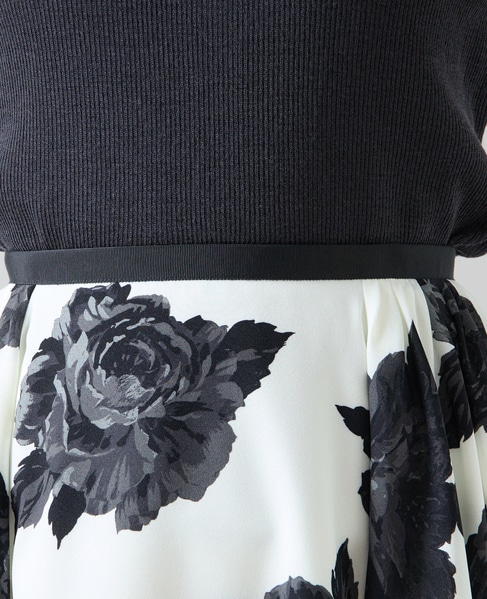 オールドローズプリントサイドタックサーキュラースカート 詳細画像 オフホワイト 6