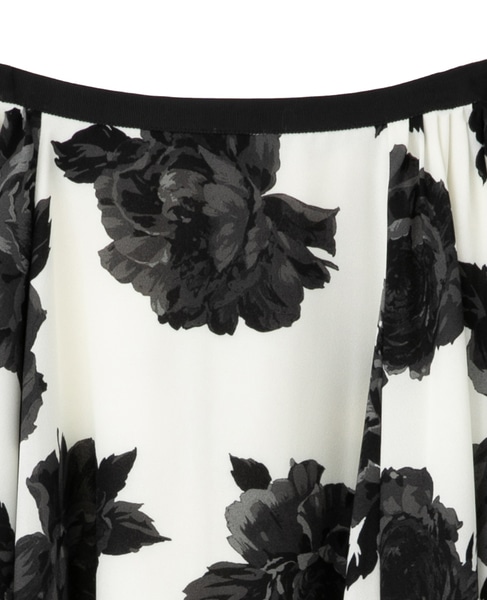 オールドローズプリントサイドタックサーキュラースカート 詳細画像 オフホワイト 9