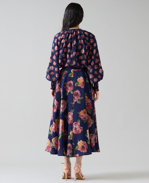 オールドローズプリントサイドタックサーキュラースカート 詳細画像 ネイビー 10