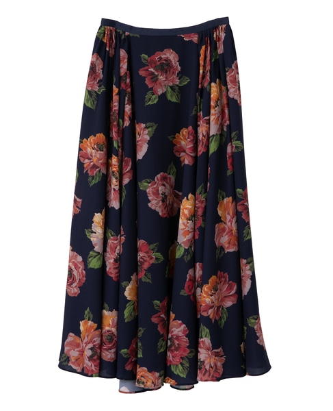 オールドローズプリントサイドタックサーキュラースカート 詳細画像 ネイビー 11