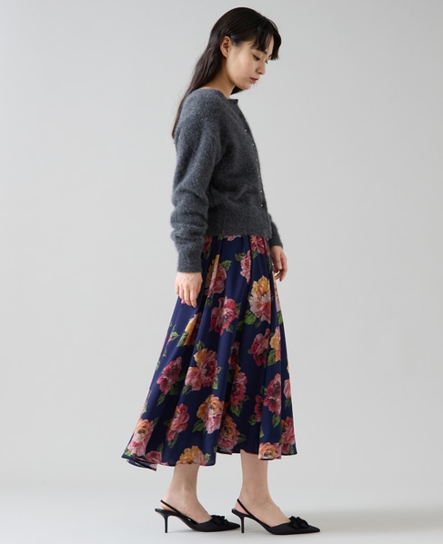 オールドローズプリントサイドタックサーキュラースカート 詳細画像 ネイビー 6