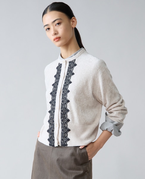 レース前立てカーディガン 詳細画像 アイボリー 4