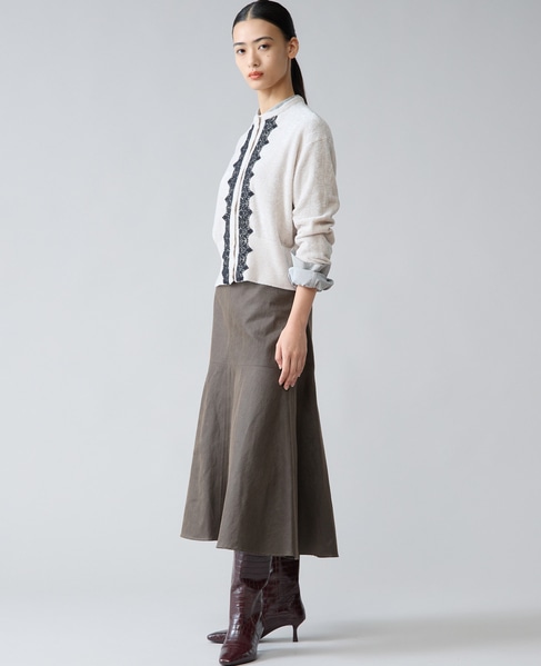 レース前立てカーディガン 詳細画像 アイボリー 8