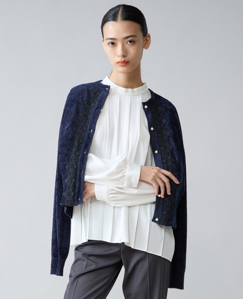 レース前立てカーディガン 詳細画像 ネイビー 2