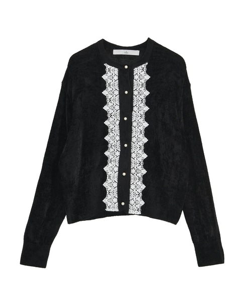 レース前立てカーディガン 詳細画像 ブラック 2