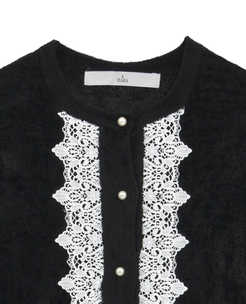 レース前立てカーディガン 詳細画像 ブラック 4