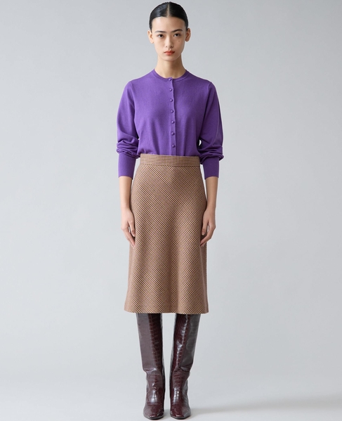 クルミ釦クルーネックカーディガン 詳細画像 パープル 3