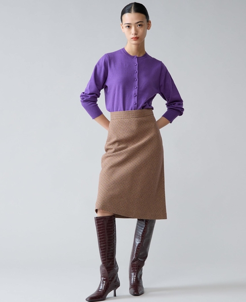 クルミ釦クルーネックカーディガン 詳細画像 パープル 4