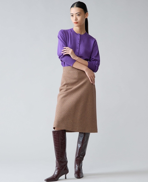 クルミ釦クルーネックカーディガン 詳細画像 パープル 5