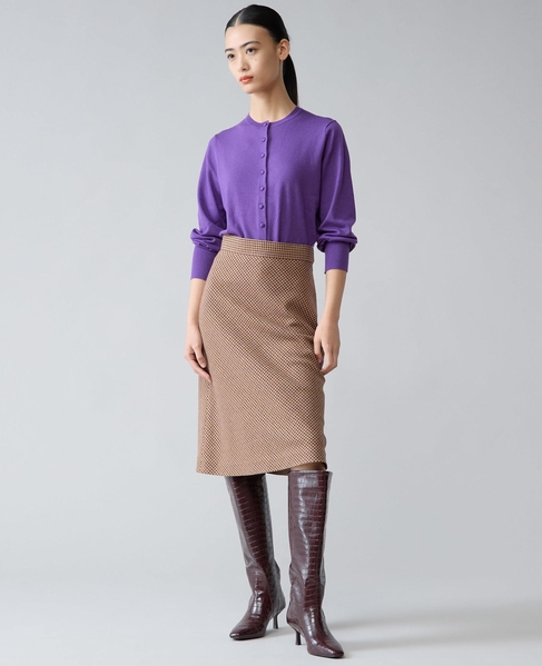 クルミ釦クルーネックカーディガン 詳細画像 パープル 6