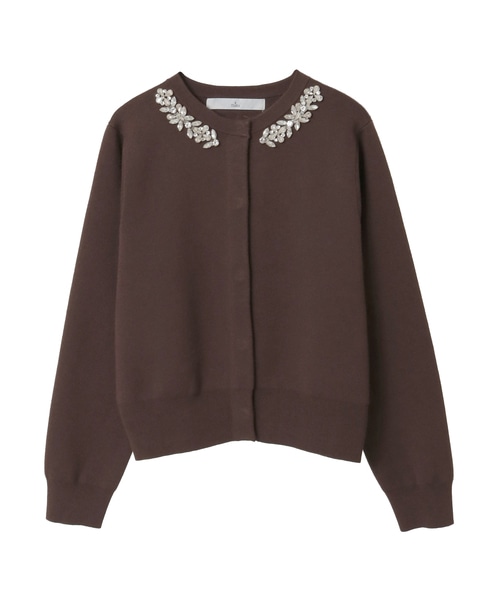 ビジューネックカーディガン 詳細画像 ブラウン 14