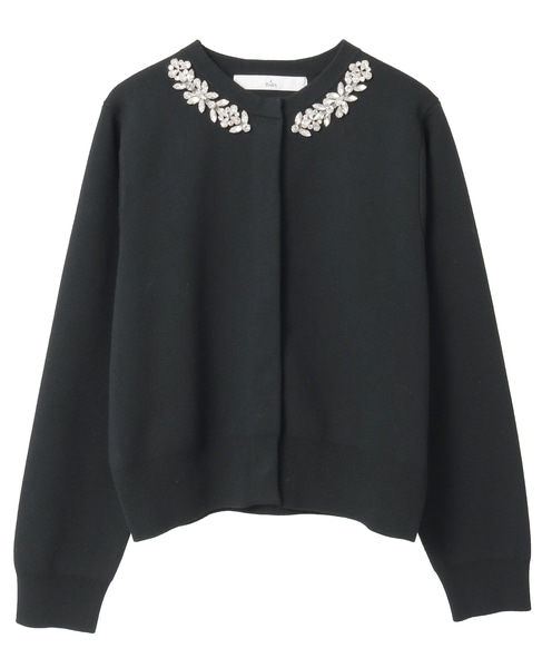 ビジューネックカーディガン 詳細画像 ブラック 1