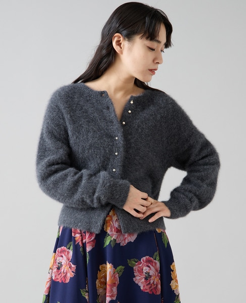 FOXアルパカパールカーディガン 詳細画像 チャコールグレー 2