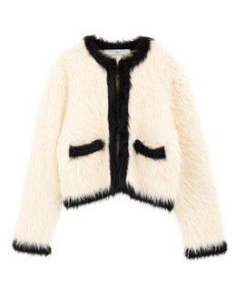 フェザーバイカラーニットジャケット