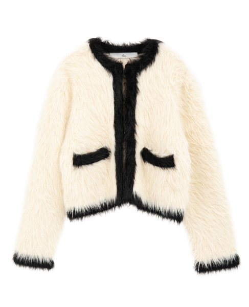 フェザーバイカラーニットジャケット