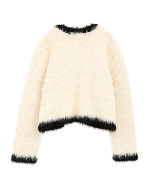 フェザーバイカラーニットジャケット 詳細画像 アイボリー 2