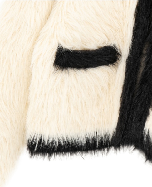 フェザーバイカラーニットジャケット 詳細画像 アイボリー 5