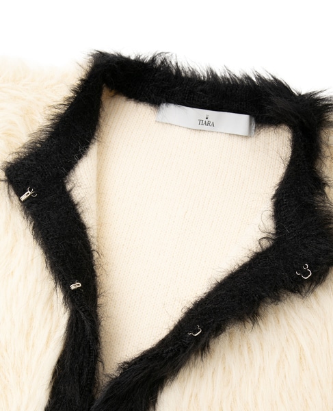 フェザーバイカラーニットジャケット 詳細画像 アイボリー 6