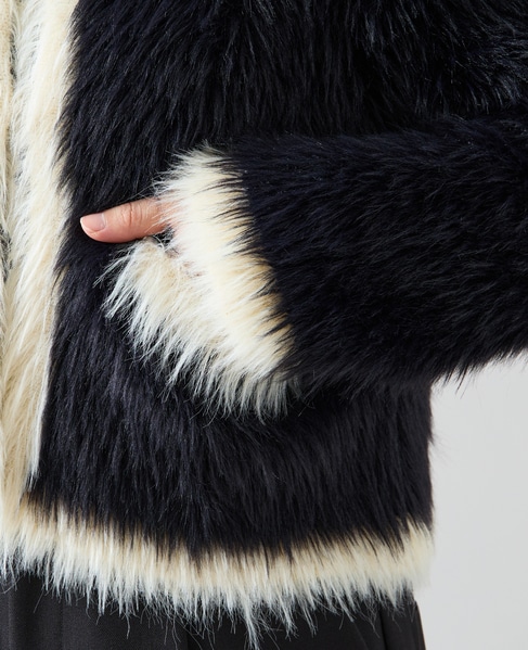 フェザーバイカラーニットジャケット 詳細画像 ブラック 9