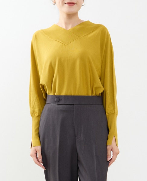 ドルマンVネックニット 詳細画像 イエロー 1