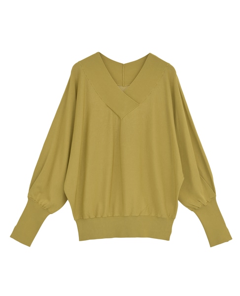 ドルマンVネックニット 詳細画像 イエロー 5