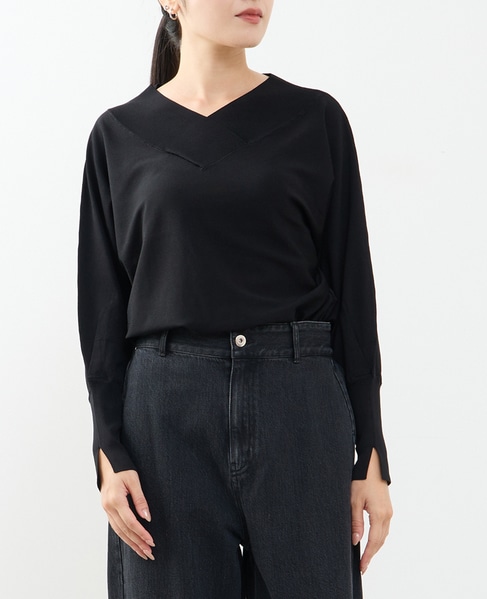 ドルマンVネックニット 詳細画像 ブラック 1