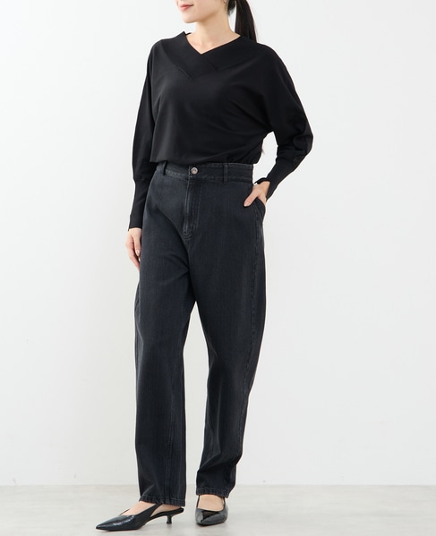 ドルマンVネックニット 詳細画像 ブラック 4