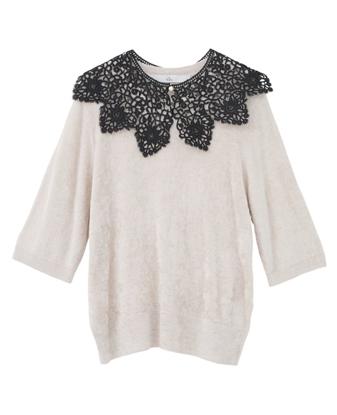 レース襟モールニット 詳細画像 アイボリー 14