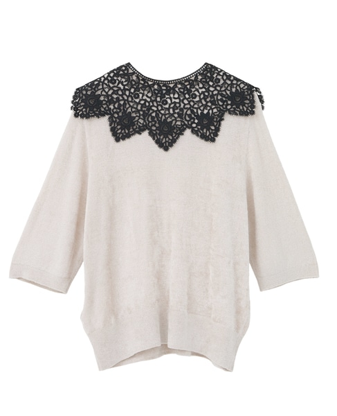 レース襟モールニット 詳細画像 アイボリー 15