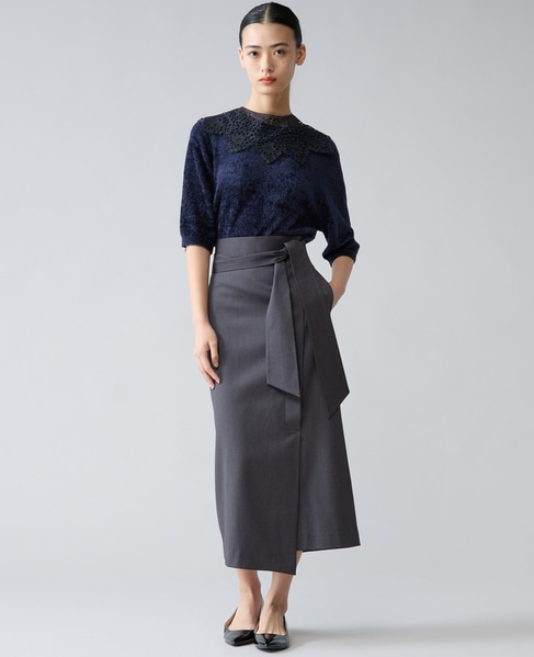 レース襟モールニット 詳細画像 ネイビー 5