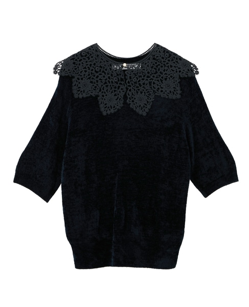 レース襟モールニット 詳細画像 ネイビー 9