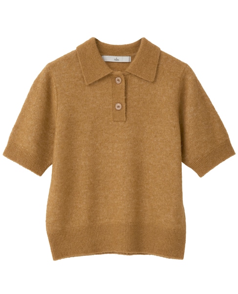 アルパカMIX衿ニット 詳細画像 イエローブラウン 1