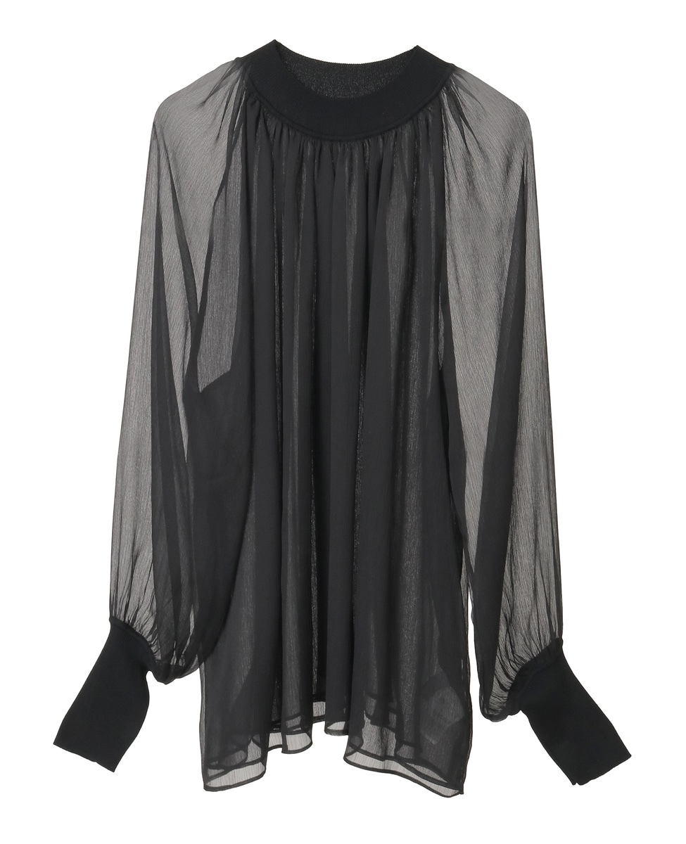 ニットリブトリミングシアーブラウス｜TIARA（ティアラ）｜商品