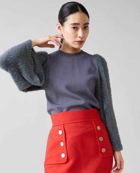 フェザースリーブニット 詳細画像 チャコールグレー 2