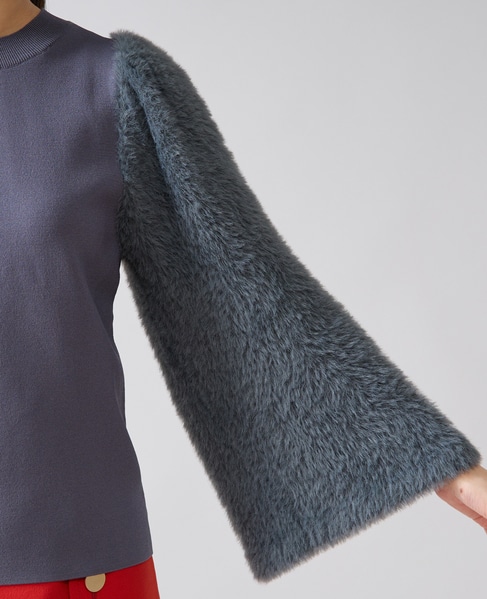 フェザースリーブニット 詳細画像 チャコールグレー 8