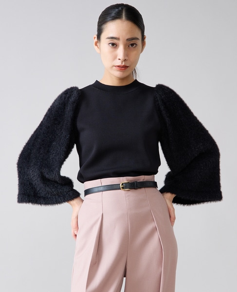 フェザースリーブニット 詳細画像 ブラック 1