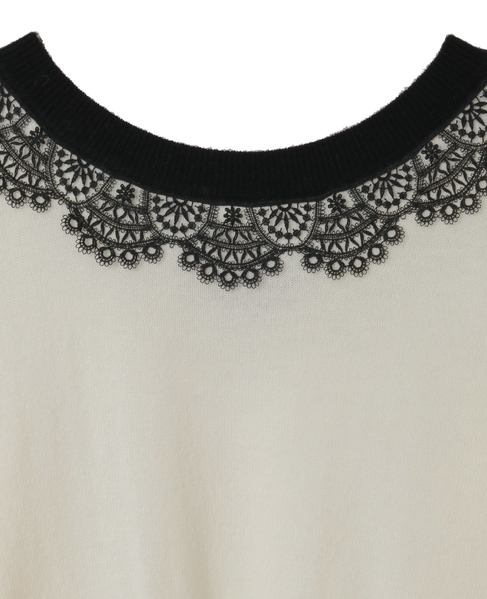 バイカラーレースネックニット 詳細画像 アイボリー 15