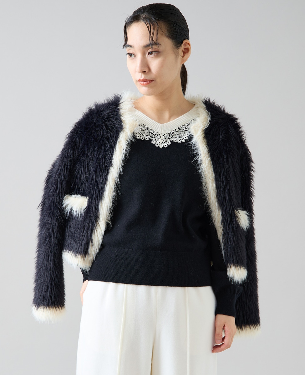 バイカラーレースネックニット｜TIARA（ティアラ）｜商品詳細